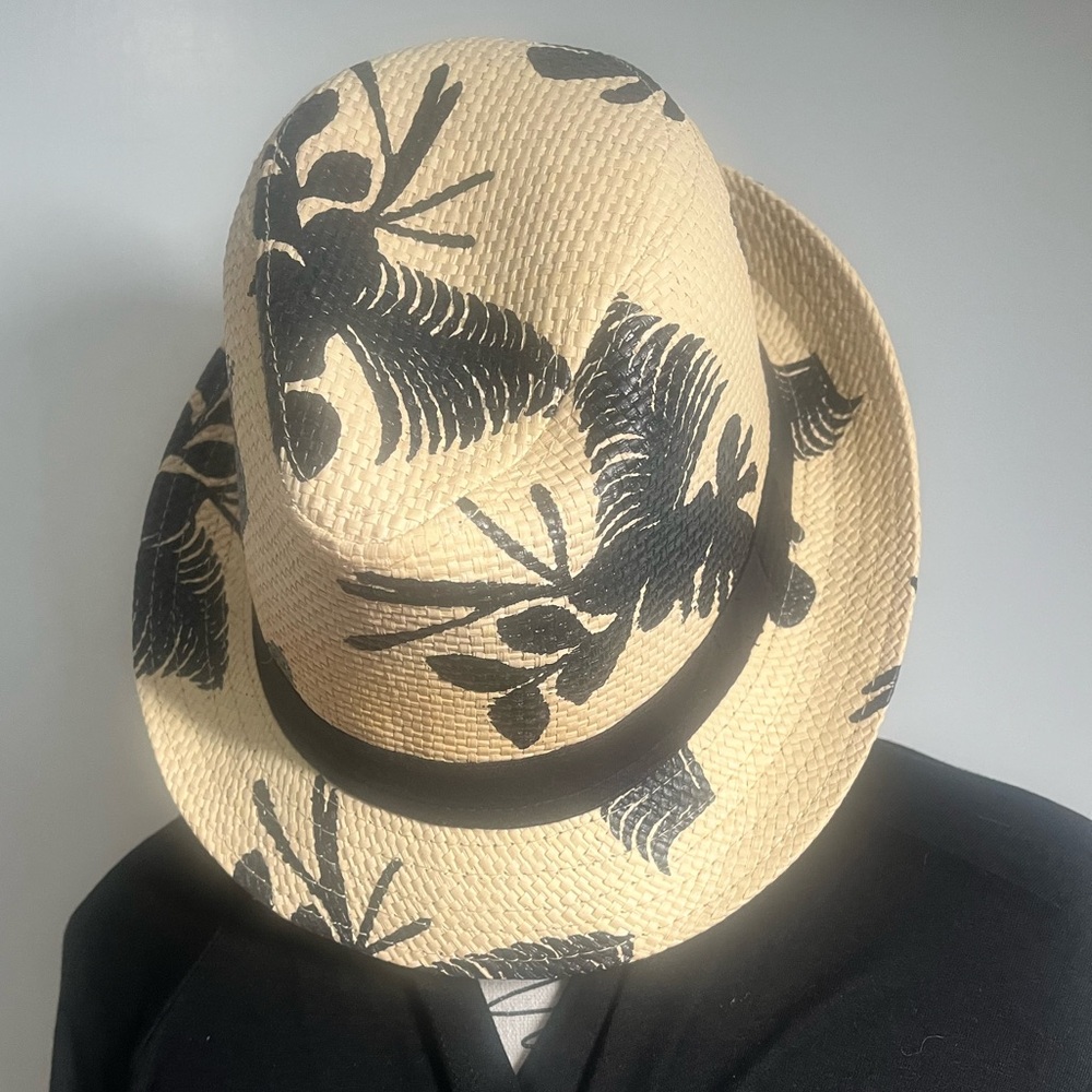 Tan and Black Patterned Fedora Hat